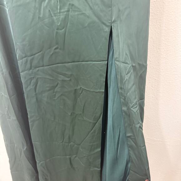 NWT Lulus Ultimate Sweetness Emerald Green Satin Flutter Sleeve Maxi Dress Med - Picture 5 of 12
